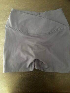 CSB High-Rise Bike Shorts in Gray with Crossover Waistband and Scrunch back